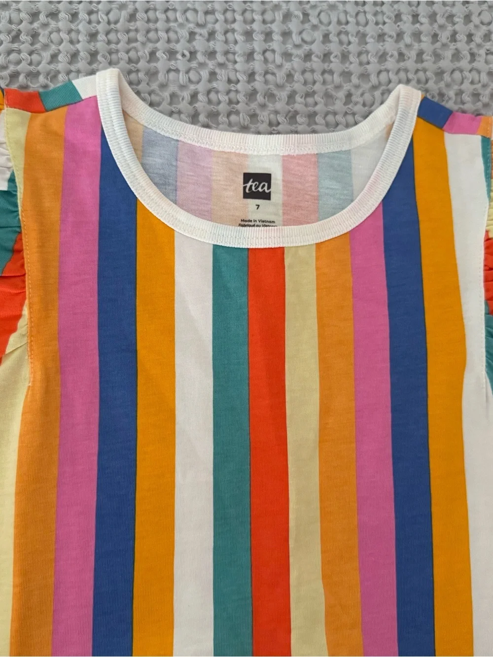 Tea Collection Pastel Rainbow Striped Dress girls size 7